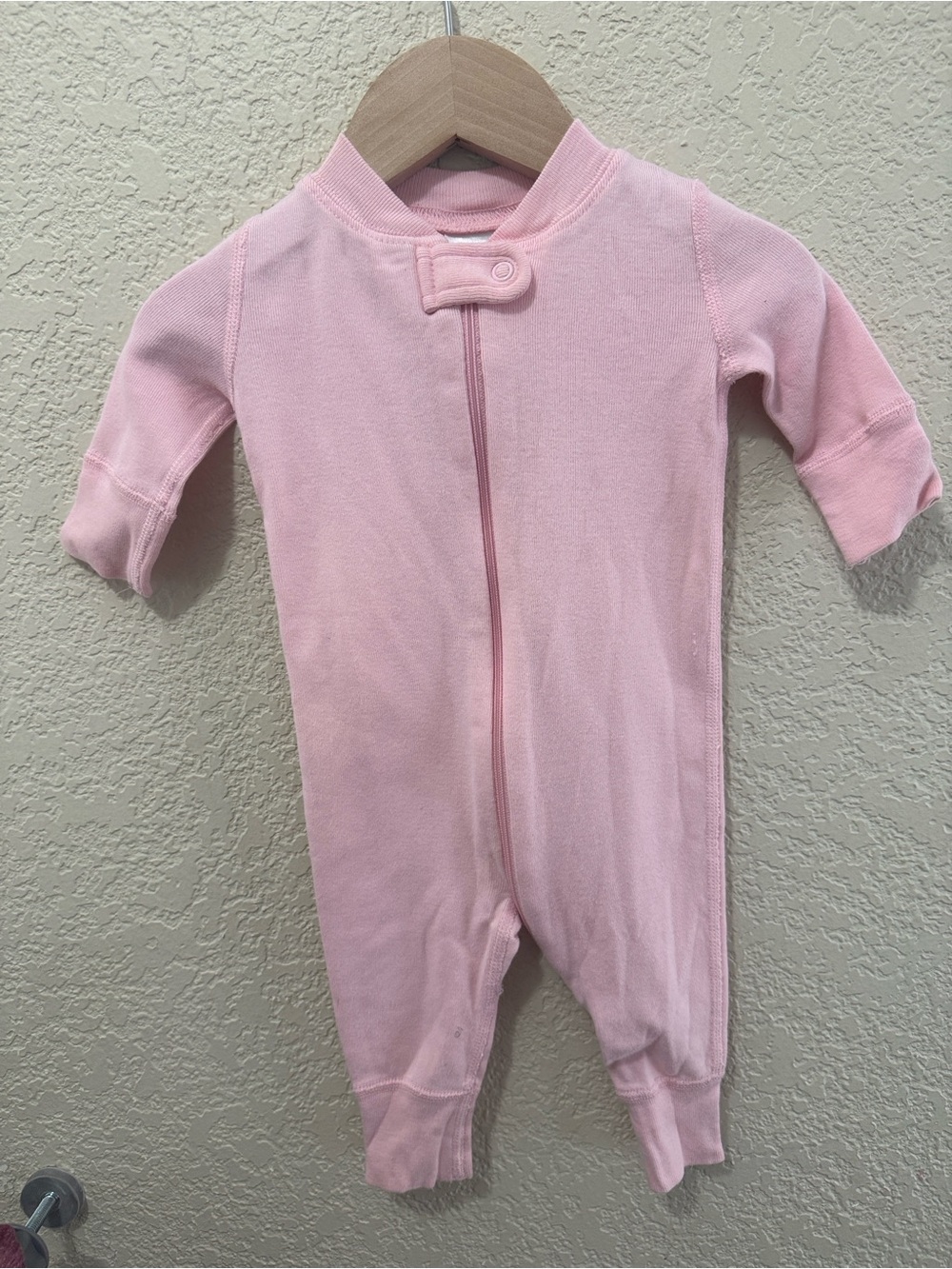 Hanna Andersson Pale Pink Zip-Front Baby One-Piece